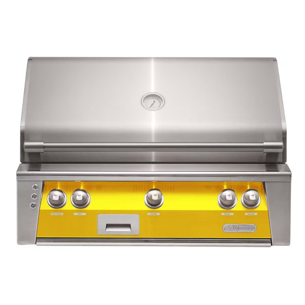 Alfresco 36" Traffic Yellow Built-In Gas Grill with Sear Zone, Rotisserie & Signature Smoker System