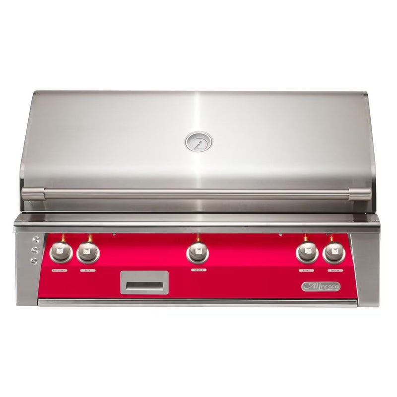 Alfresco 42" Raspberry Red Built-In Gas Grill with Sear Zone, Rotisserie & Smoker System
