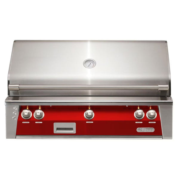 Alfresco 42" Carmine Red Built-In Gas Grill with Rotisserie, Smoker & EZ-Lift Hood

