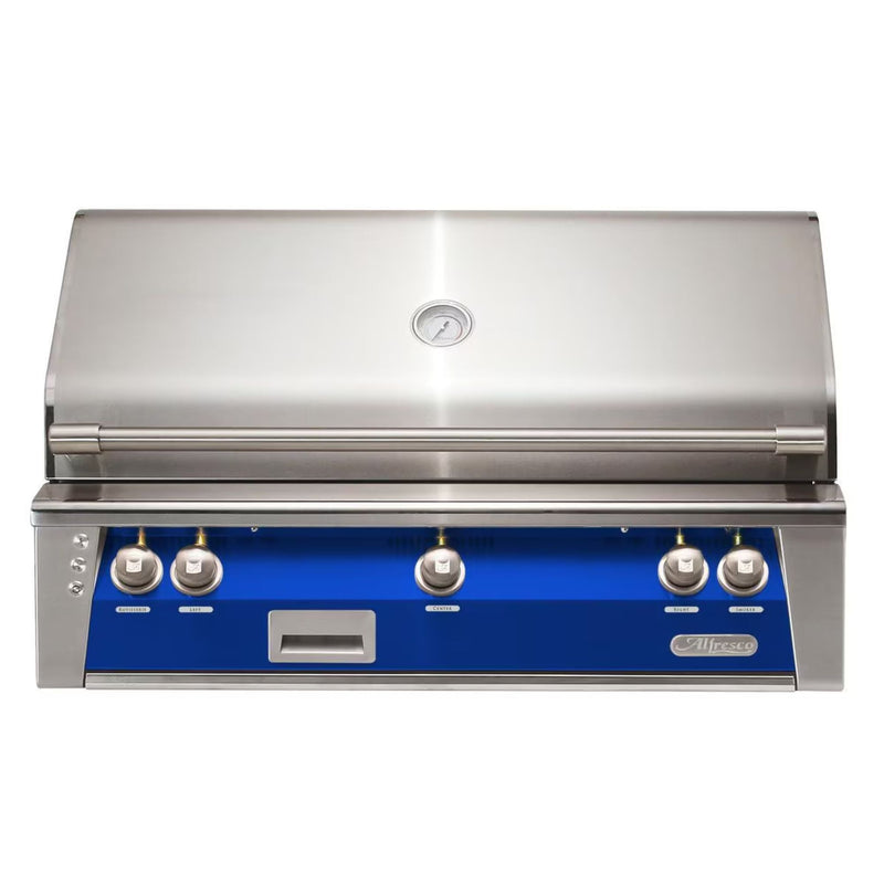 Alfresco 42" Ultramarine Blue Built-In Gas Grill with Rotisserie, Smoker & LED Controls

