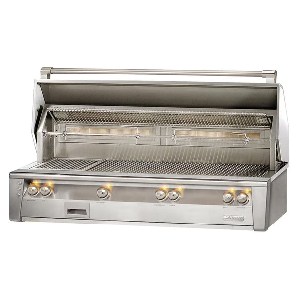 Alfresco 56" Built-In Stainless Steel Gas Grill with Sear Zone, Rotisserie & Smoker System