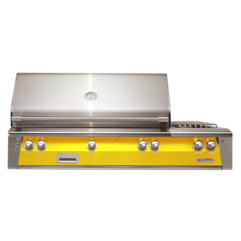 Alfresco 56" Deluxe Built-In Gas Grill with Rotisserie, Smoker & Side Burner in Traffic Yellow Finish

