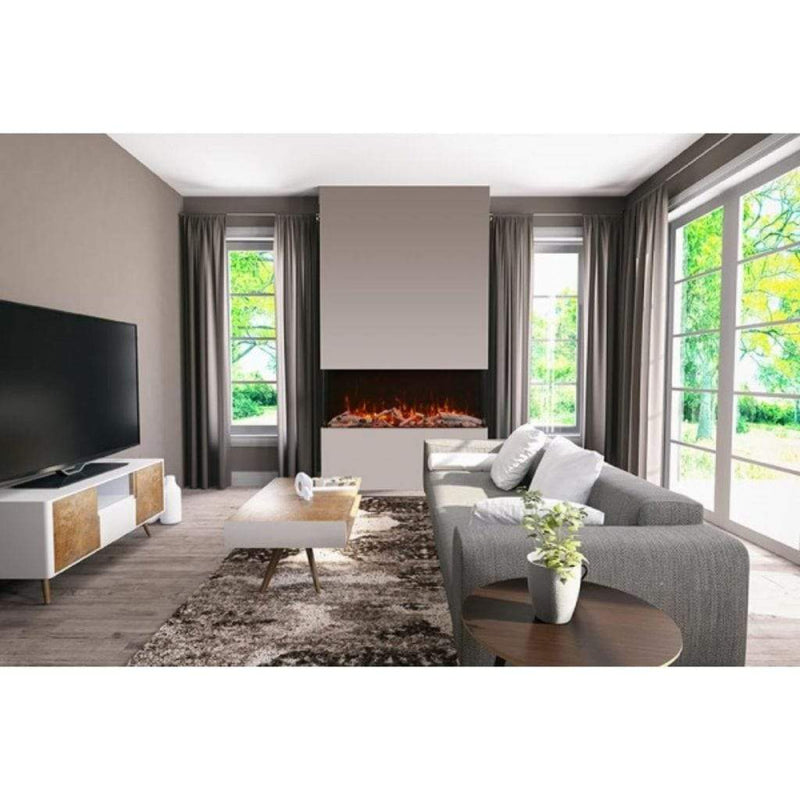 Amantii Tru-View XL XT 72" Three-Sided Indoor Outdoor Electric Fireplace with 22" Tall Viewing Area