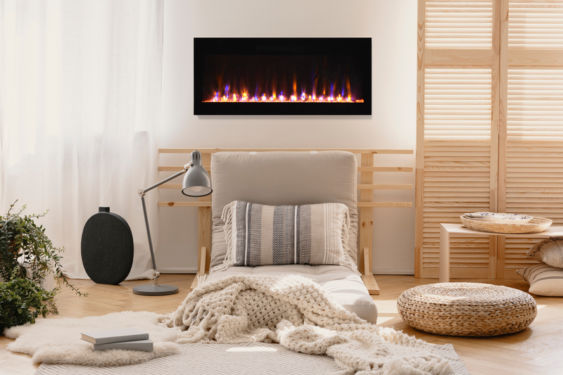 Amantii Fire & Ice Evolution 42" Linear Electric Fireplace with WiFi, Frameless Design & Multi-Color LED Flames
