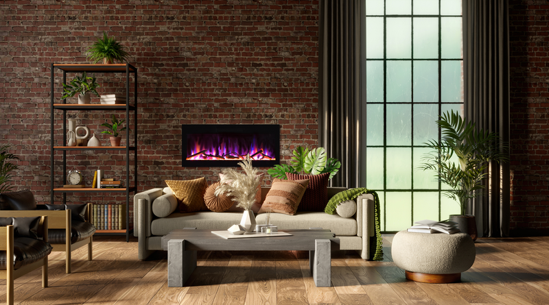 Amantii Fire & Ice Evolution 50" Linear Electric Fireplace with Multi-Color Flame Effects 
