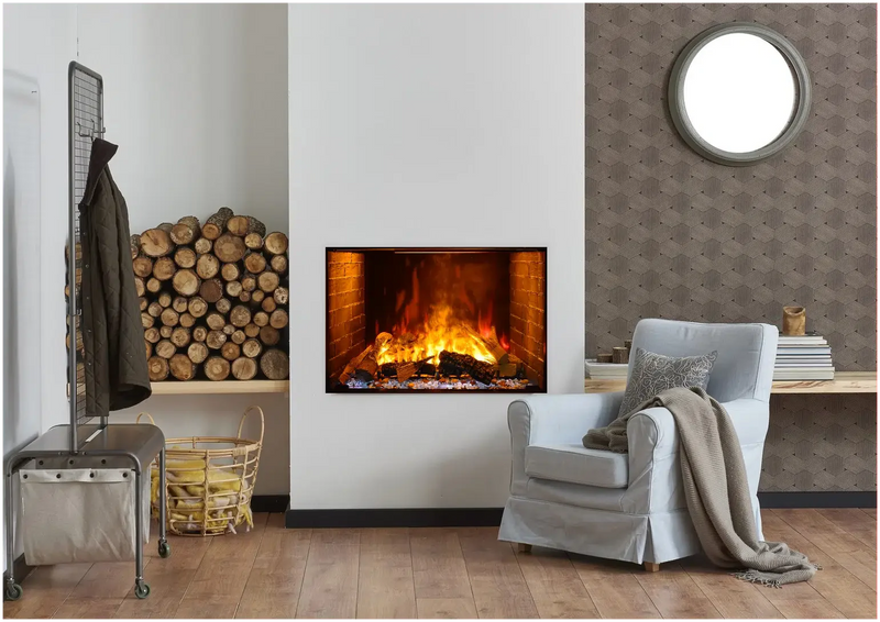 Amantii Signature Series Traditional 38" Built-in Electric Fireplace with Optimyst®, Integrated Bluetooth Audio & Oak Log Display