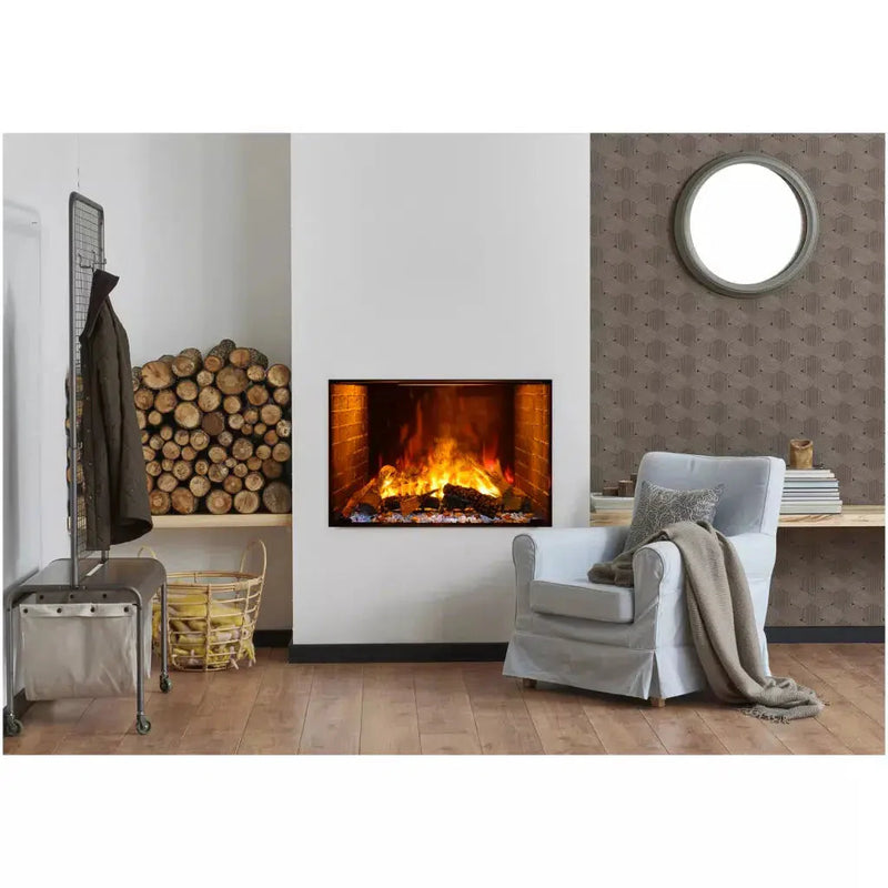 Amantii Signature Series Traditional 38" Built-in Electric Fireplace with Optimyst® Mist Flames, Multicolor LED Ember Bed & Ice Media Kit