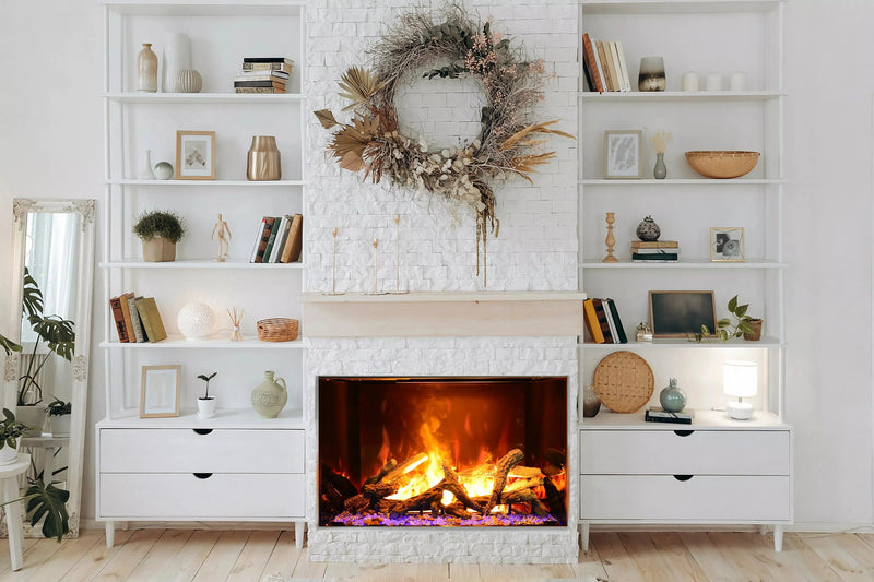 Amantii Signature Series Traditional 38" Built-in Electric Fireplace with Optimyst Mist Flames and Rustic Media Kit