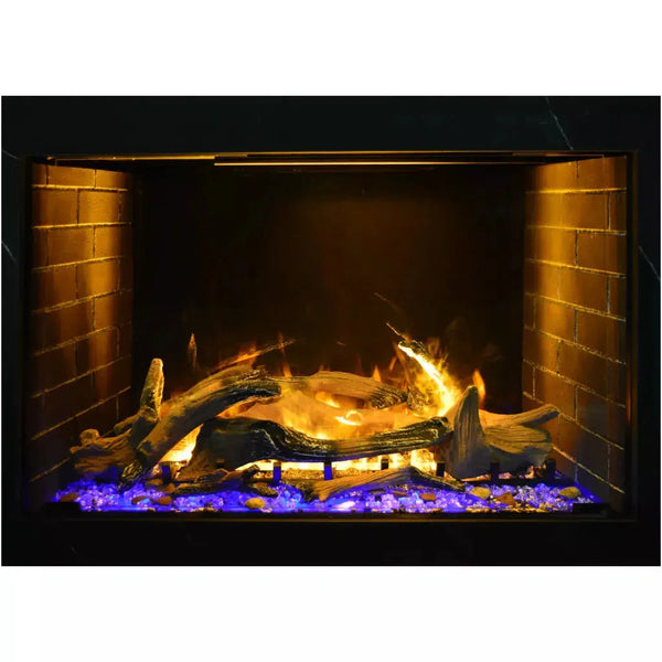 Amantii Signature Series Traditional 38" Built-in Electric Fireplace with Optimyst® Mist Flames, Multicolor LED Ember Bed & Ice Media Kit