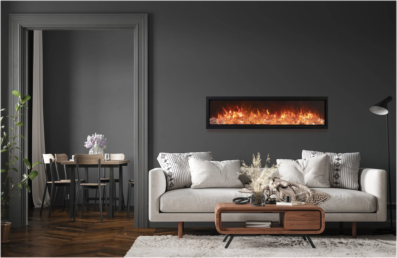 Amantii Symmetry Bespoke 100" Smart Electric Fireplace – Indoor/Outdoor Built-In with Bluetooth & Crackling Sound