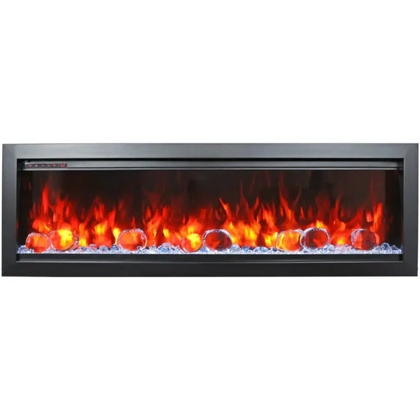 Amantii Symmetry Bespoke 42" Built-In Smart Electric Fireplace – Indoor/Outdoor with WiFi Control and Crackling Sound
