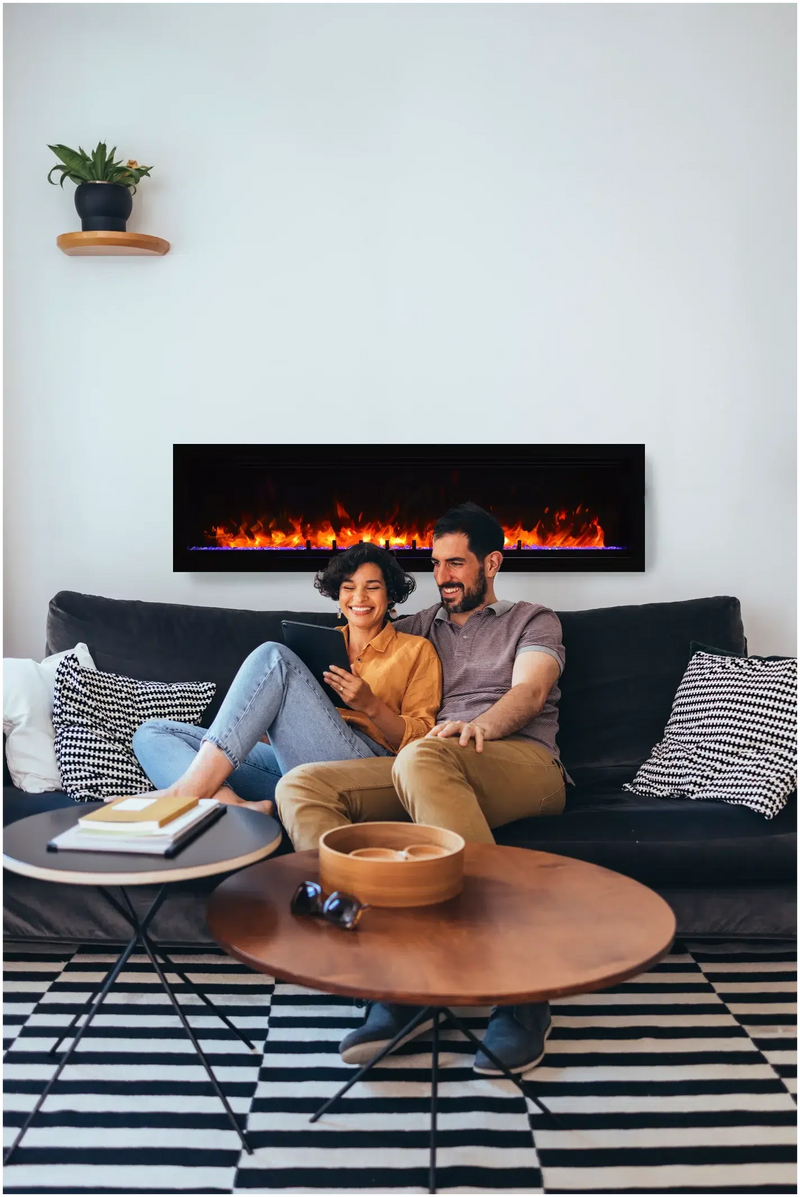 Amantii Symmetry Lumina 50" Smart Electric Fireplace with Front Vent Heat for Indoor/Outdoor Built-in Installation
