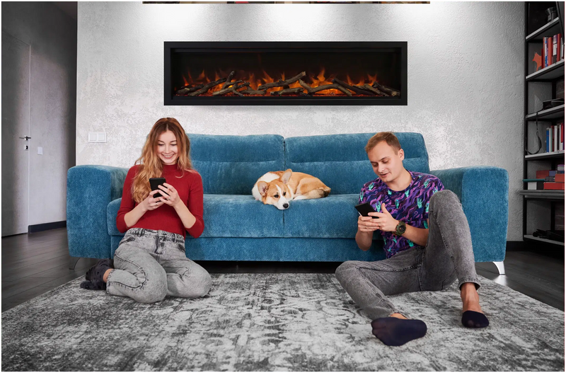 Amantii Symmetry Lumina 50" Smart Electric Fireplace with Front Vent Heat for Indoor/Outdoor Built-in Installation