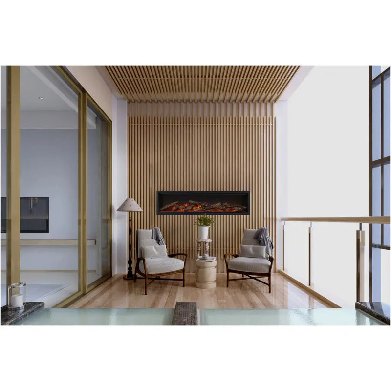 Amantii Symmetry Lumina 50" Smart Electric Fireplace with Front Vent Heat for Indoor/Outdoor Built-in Installation