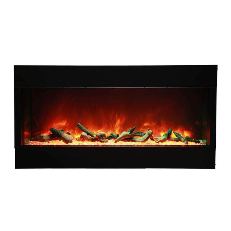 Amantii Tru-View XL Deep 40" Three-Sided Built-In Electric Fireplace with Driftwood Media