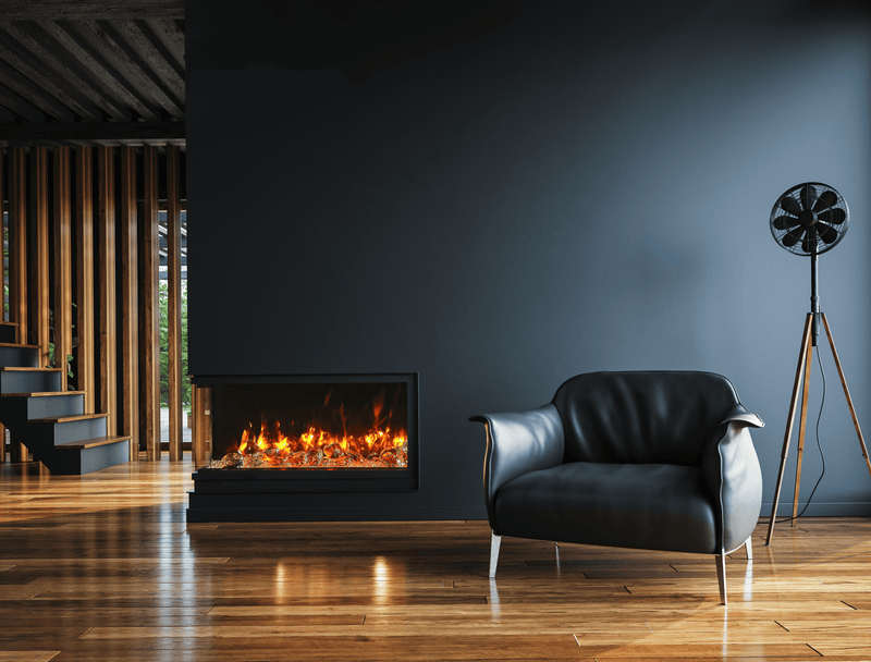 Amantii Remii 33" Classic Extra Slim In-Wall Electric Fireplace with Elegant Black Steel Surround