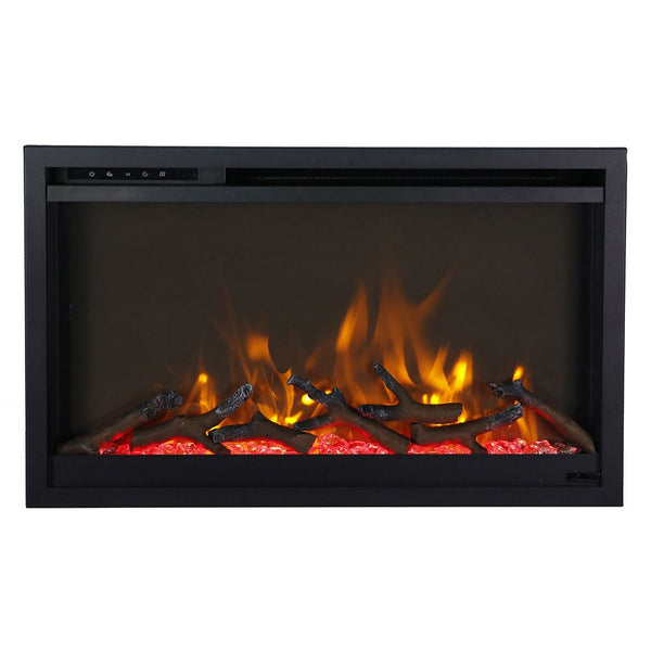 Amantii Remii 33" Classic Extra Slim In-Wall Electric Fireplace with Elegant Black Steel Surround