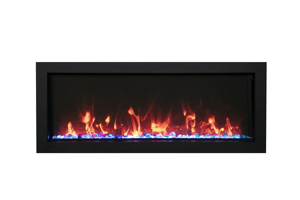 Amantii Remii 35" Extra Slim Built-in Electric Fireplace with Elegant Black Steel Surround