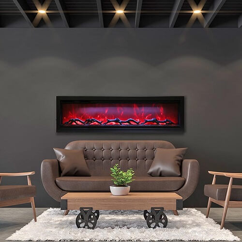 Amantii Remii 65" Extra Slim Wall Mount Electric Fireplace with Sleek Black Steel Surround