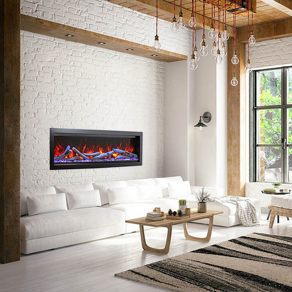 Amantii - 74" Symmetry Bespoke Built-In Electric Fireplace with Wifi and Sound