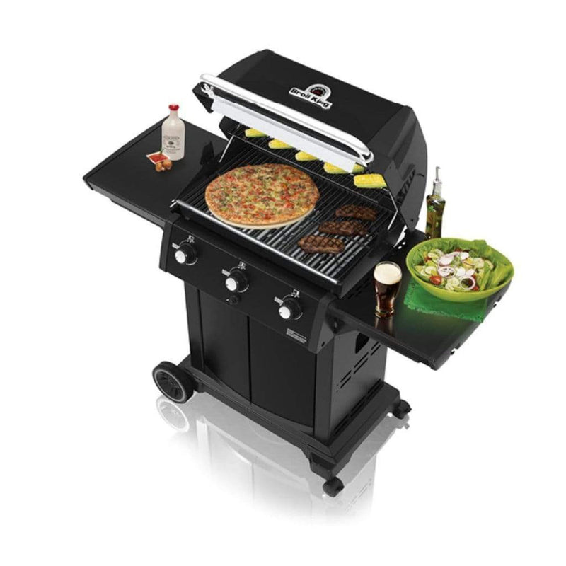 Broil King Signet 320B 56" 3-Burner Black Gas Grill with Cast Iron Cooking Grids