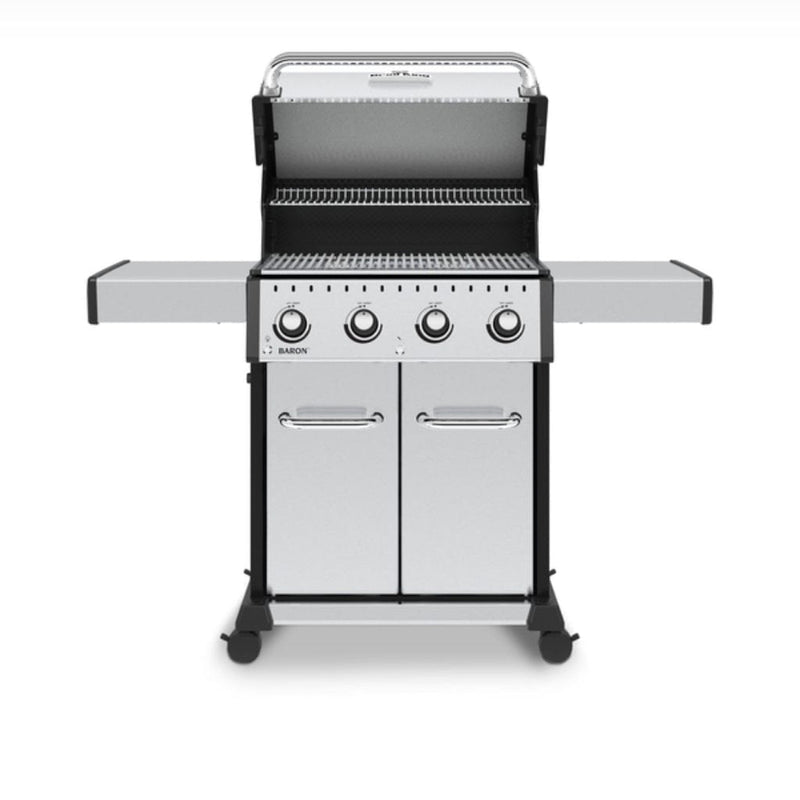 Broil King Baron S 420 Pro 57" 4-Burner Gas Grill with Stainless Steel Grids & Drop-Down Shelves