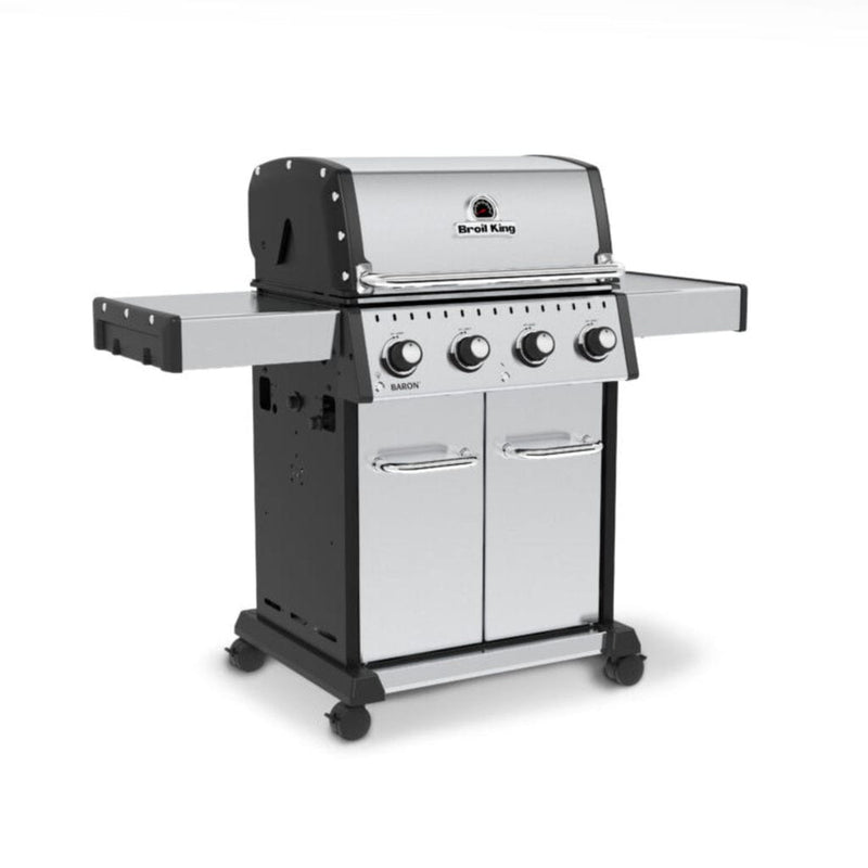 Broil King Baron S 420 Pro 57" 4-Burner Gas Grill with Stainless Steel Grids & Drop-Down Shelves