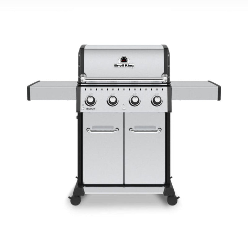 Broil King Baron S 420 Pro 57" 4-Burner Gas Grill with Stainless Steel Grids & Drop-Down Shelves