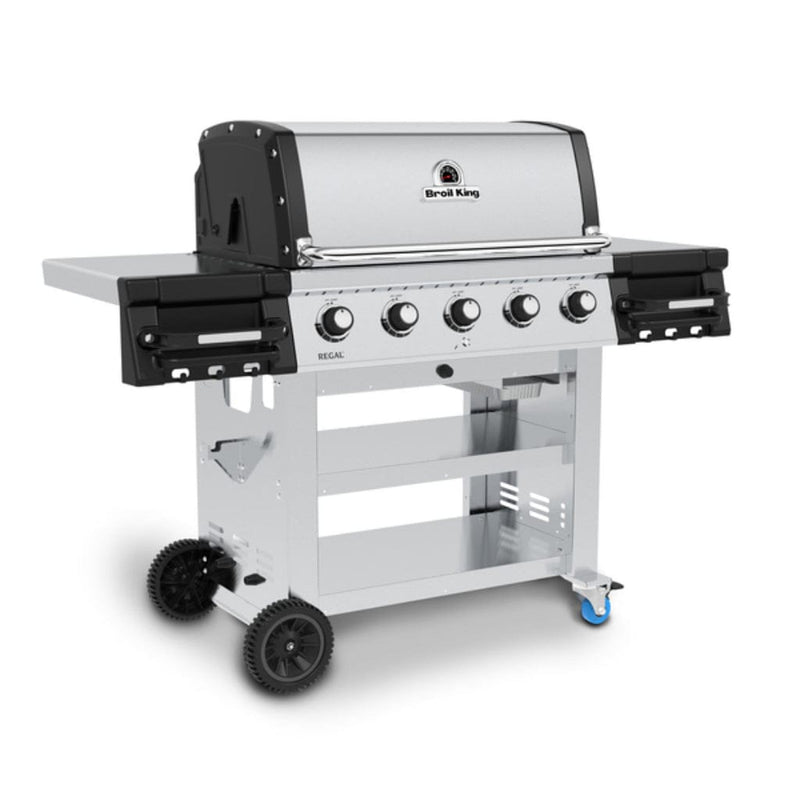 Broil King Regal S 510 62" 5-Burner Commercial Gas Grill with Cast Aluminum Side Shelf Bins