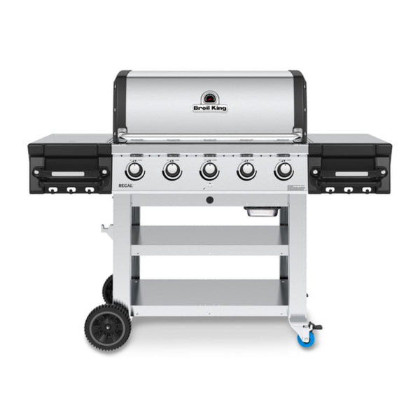Broil King Regal S 510 62" 5-Burner Commercial Gas Grill with Cast Aluminum Side Shelf Bins