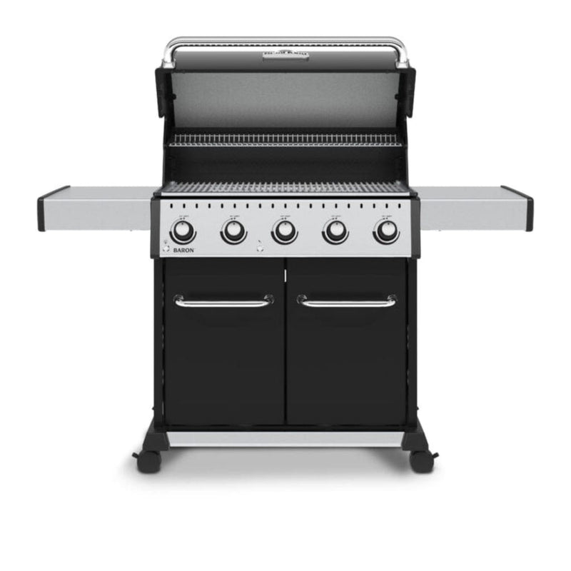 Broil King Baron 520 Pro 63" 5-Burner Black Gas Grill with Drop-Down Side Shelves