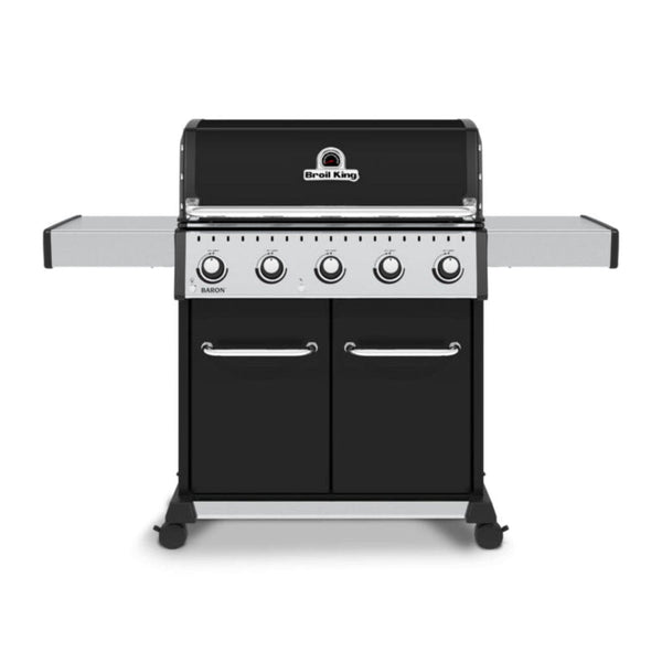 Broil King Baron 520 Pro 63" 5-Burner Black Gas Grill with Drop-Down Side Shelves