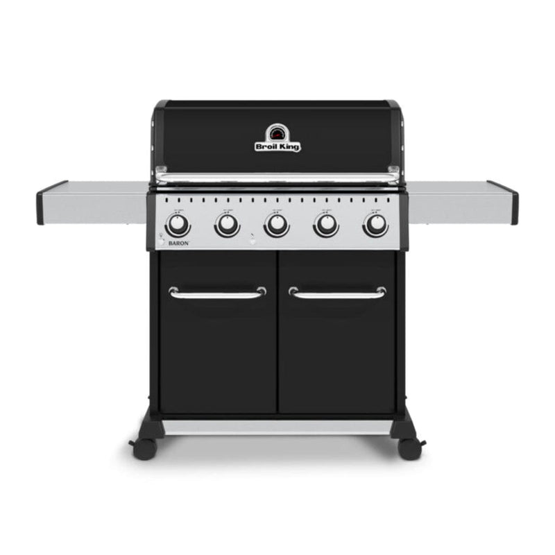 Broil King Baron 520 Pro 63" 5-Burner Black Gas Grill with Drop-Down Side Shelves