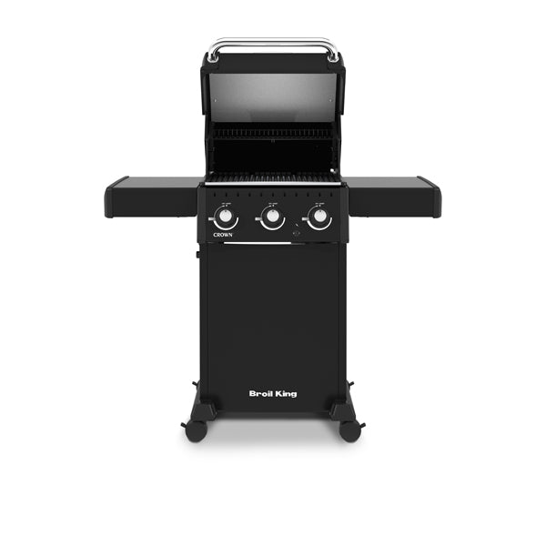 Broil King Crown 310 46" 3-Burner Black Gas Grill with Porcelain-Enameled Hood