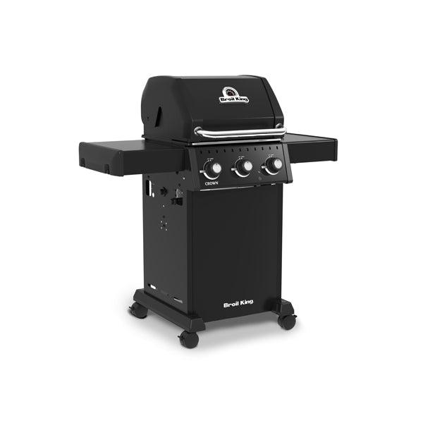 Broil King Crown 310 46" 3-Burner Black Gas Grill with Porcelain-Enameled Hood