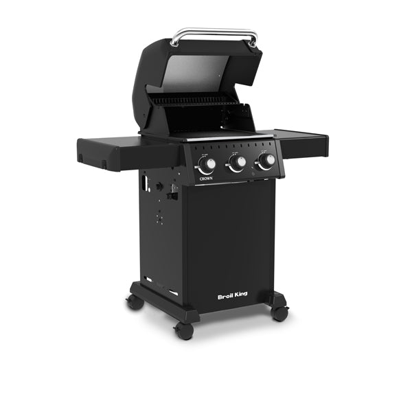 Broil King Crown 310 46" 3-Burner Black Gas Grill with Porcelain-Enameled Hood