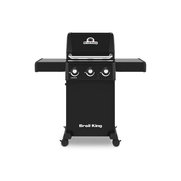 Broil King Crown 310 46" 3-Burner Black Gas Grill with Porcelain-Enameled Hood