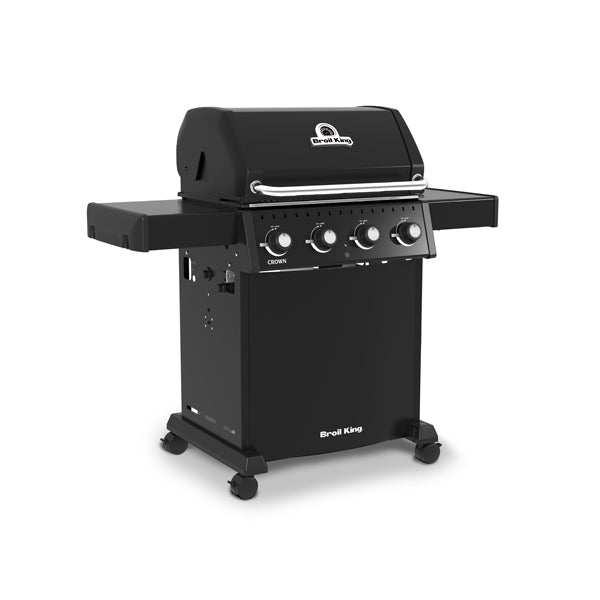 Broil King Crown 410 46" 4-Burner Black Gas Grill with Porcelain-Enameled Hood