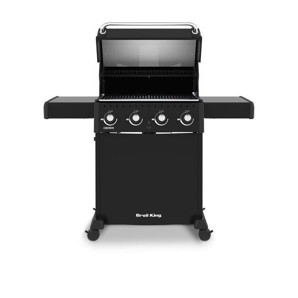 Broil King Crown 410 46" 4-Burner Black Gas Grill with Porcelain-Enameled Hood