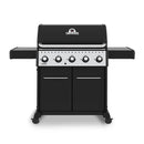 Broil King Crown 520 63" 5-Burner Black Gas Grill with Cast Iron Grids & Fold-Down Shelves
