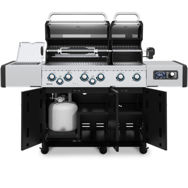 Broil King Regal Q 690 Pro IR 70" Black Natural Gas Grill with iQue, Dual Cook Boxes & Rotisserie