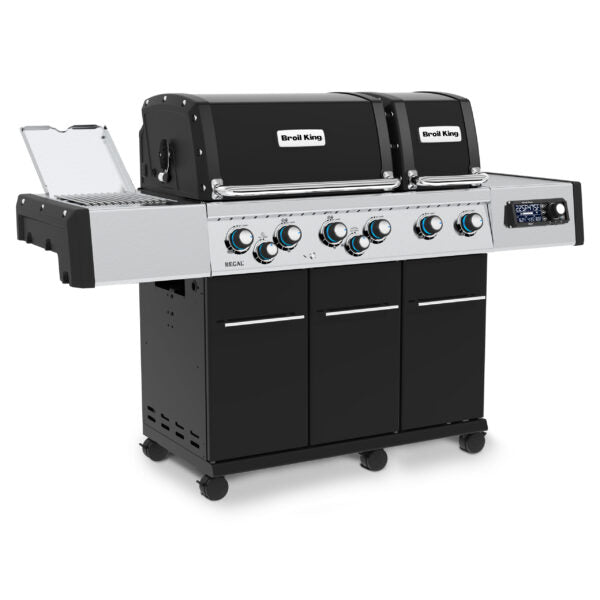 Broil King Regal Q 690 Pro IR 70" Black Natural Gas Grill with iQue, Dual Cook Boxes & Rotisserie
