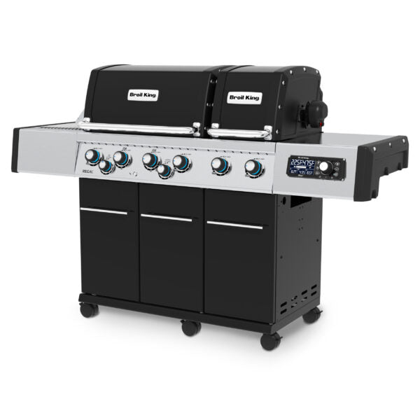 Broil King Regal Q 690 Pro IR 70" Black Propane Gas Grill with iQue, Dual Cook Boxes & Rotisserie Kit