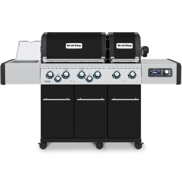 Broil King Regal Q 690 Pro IR 70" Black Propane Gas Grill with iQue, Dual Cook Boxes & Rotisserie Kit