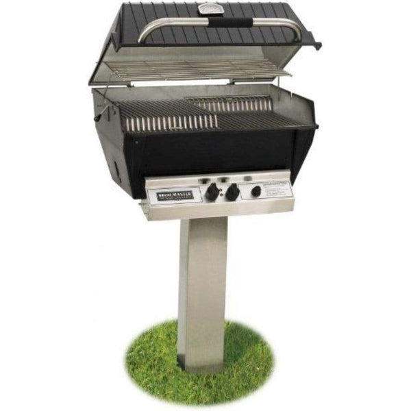Broilmaster P3X Premium Natural Gas Grill with 48" Stainless Steel In-Ground Post and Bowtie Burner