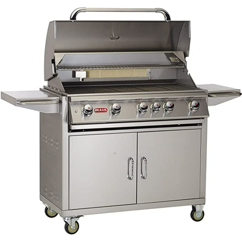 Bull Brahma 38" 5-Burner Freestanding Gas Grill Cart with Infrared Rotisserie and Interior Lighting