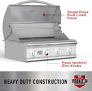 Bull Angus 30" Built-In 4-Burner Gas Grill Twin Lighting System with Infrared Backburner and Rotisserie