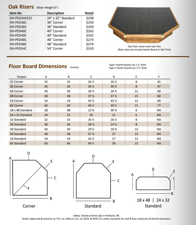 Diamond Hearths Peacock Slate Traditional Edge Type I Hearth Pad