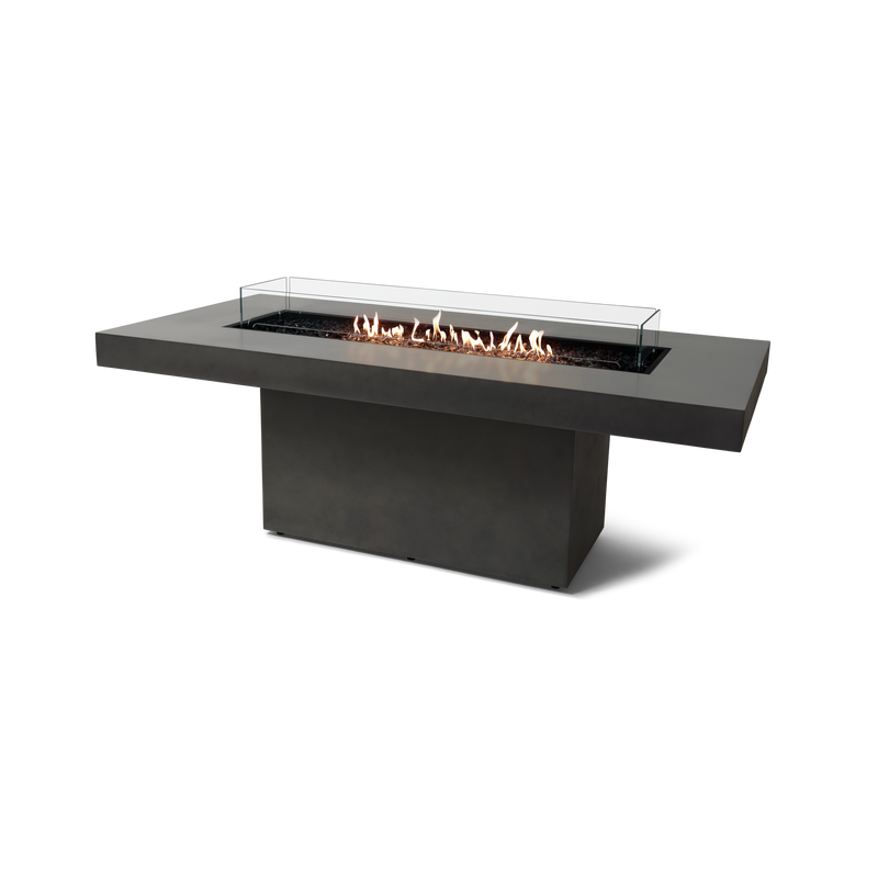 EcoSmart Fire 89" Gin 90 Dining Height Fire Pit Table with Gas LP/NG Burner – Black Stainless Steel Base by Mad Design Group