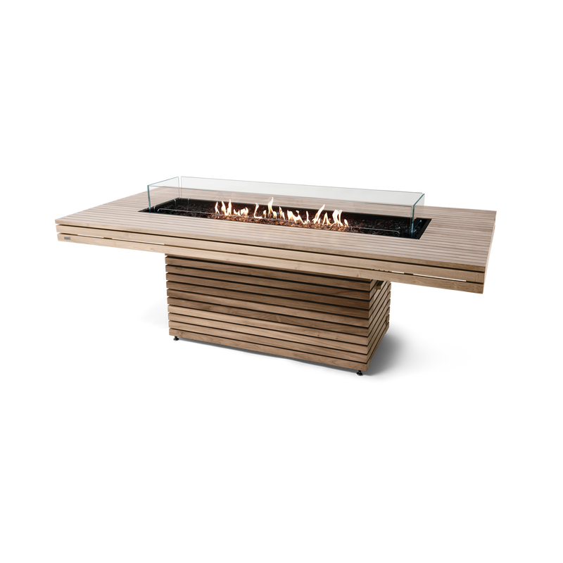 EcoSmart Fire 89" Gin 90 Dining Height Fire Pit Table with Gas LP/NG Burner – Black Stainless Steel Base by Mad Design Group